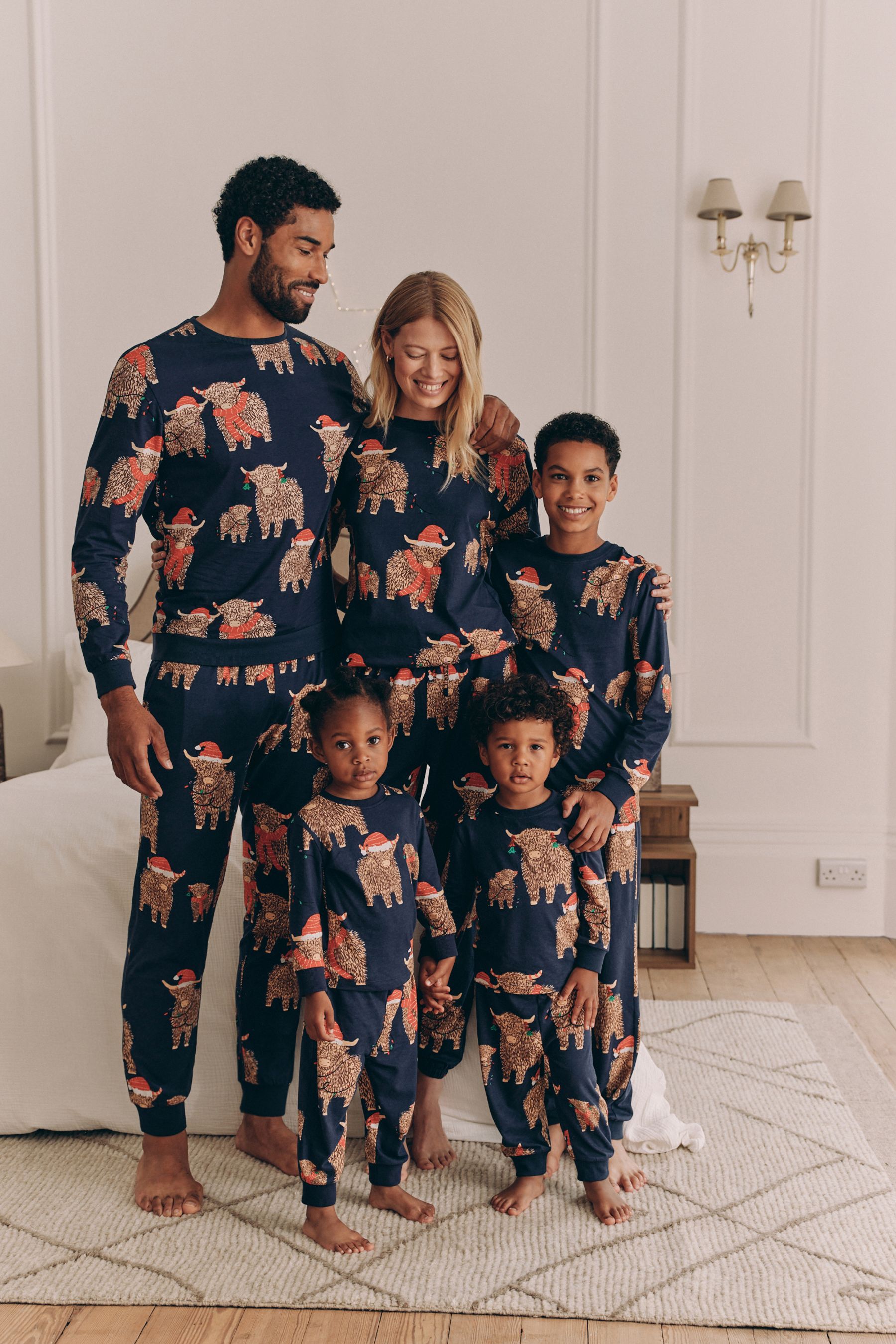 Buy Navy Blue Matching Family Kids Christmas Hamish The Highland Cow 100 Cotton Pyjamas 12mths 8yrs from the Next UK online shop