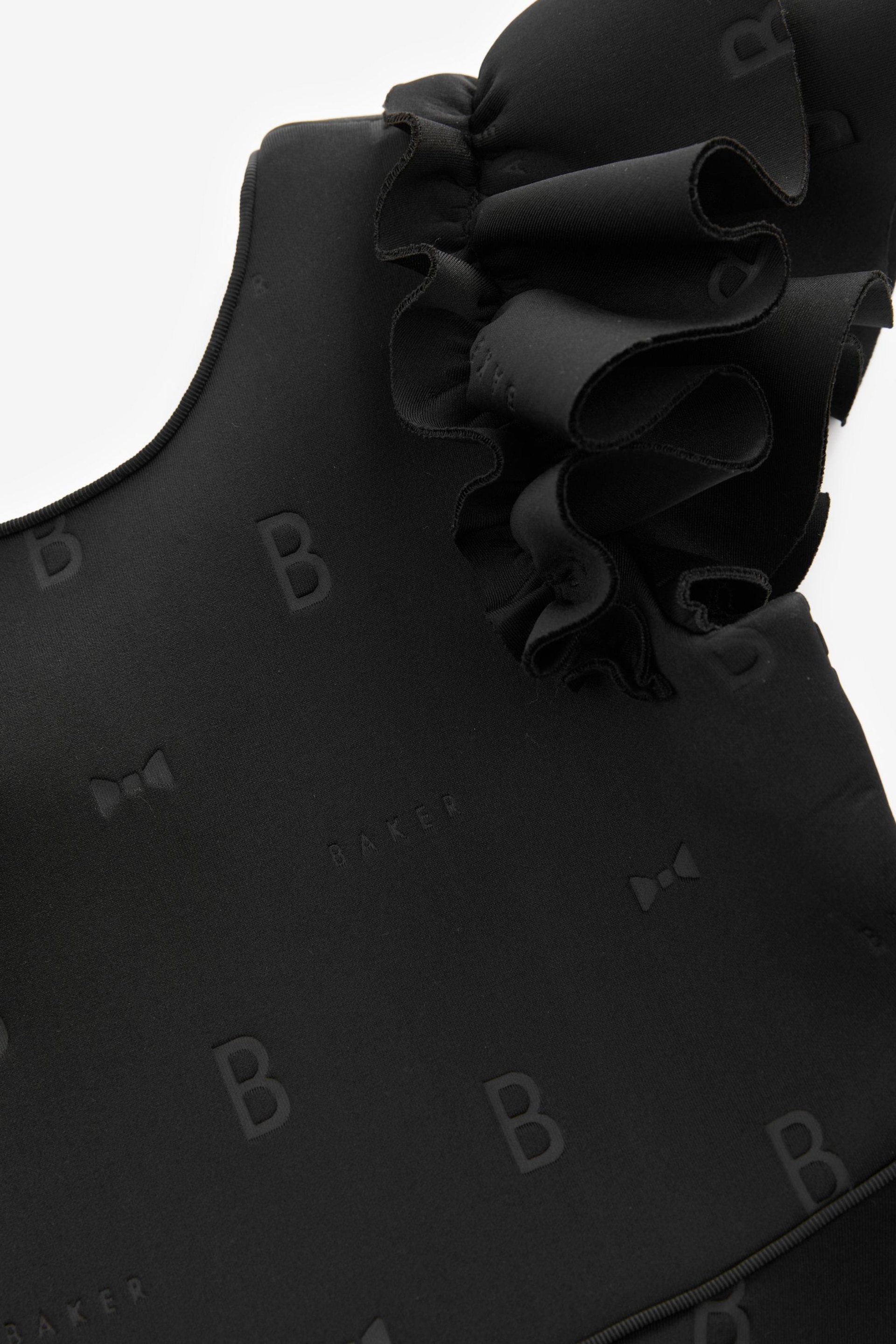Baker by Ted Baker Frilled Embossed Scuba Black Dress - Image 7 of 9
