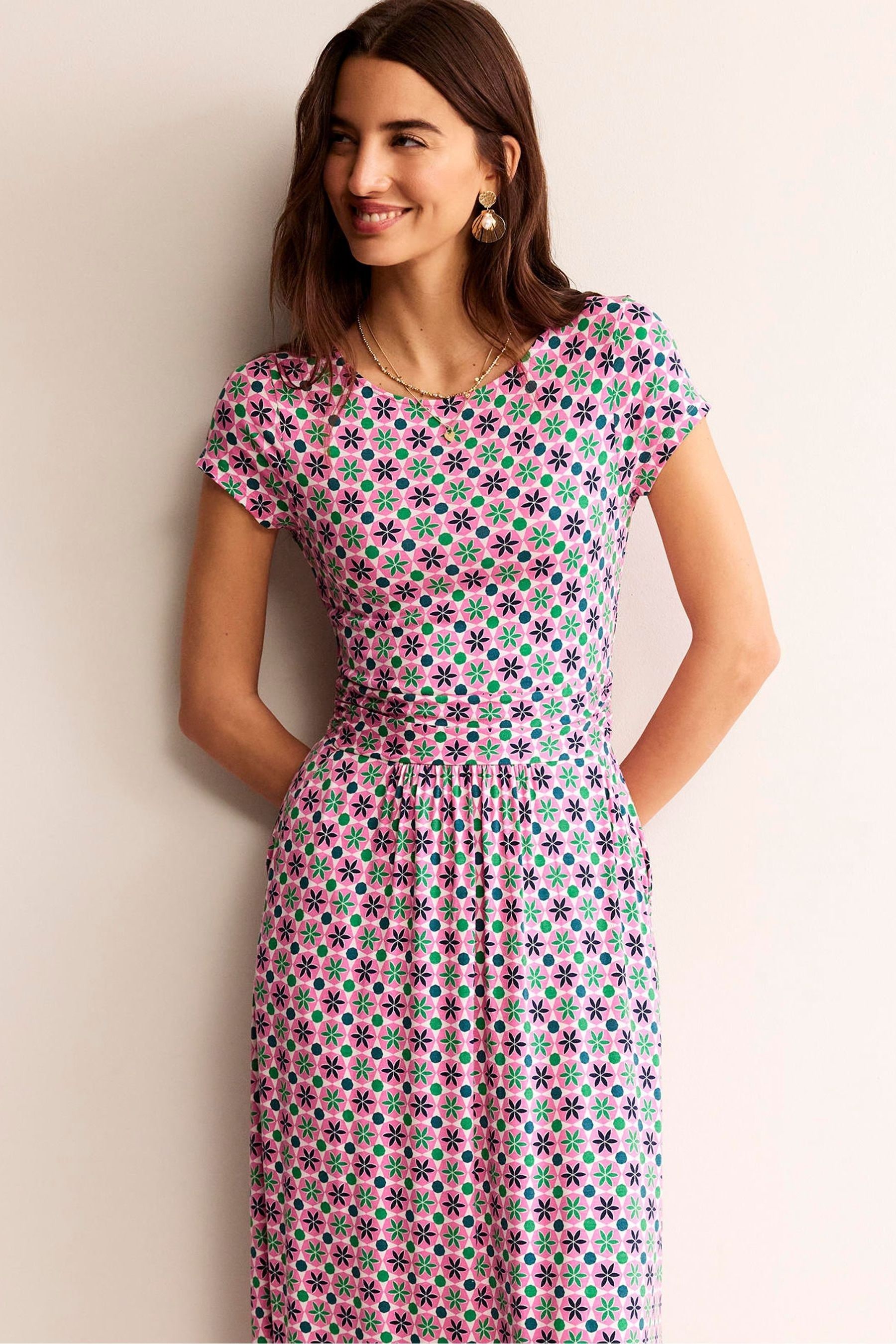 Boden rosa jersey midi dress online