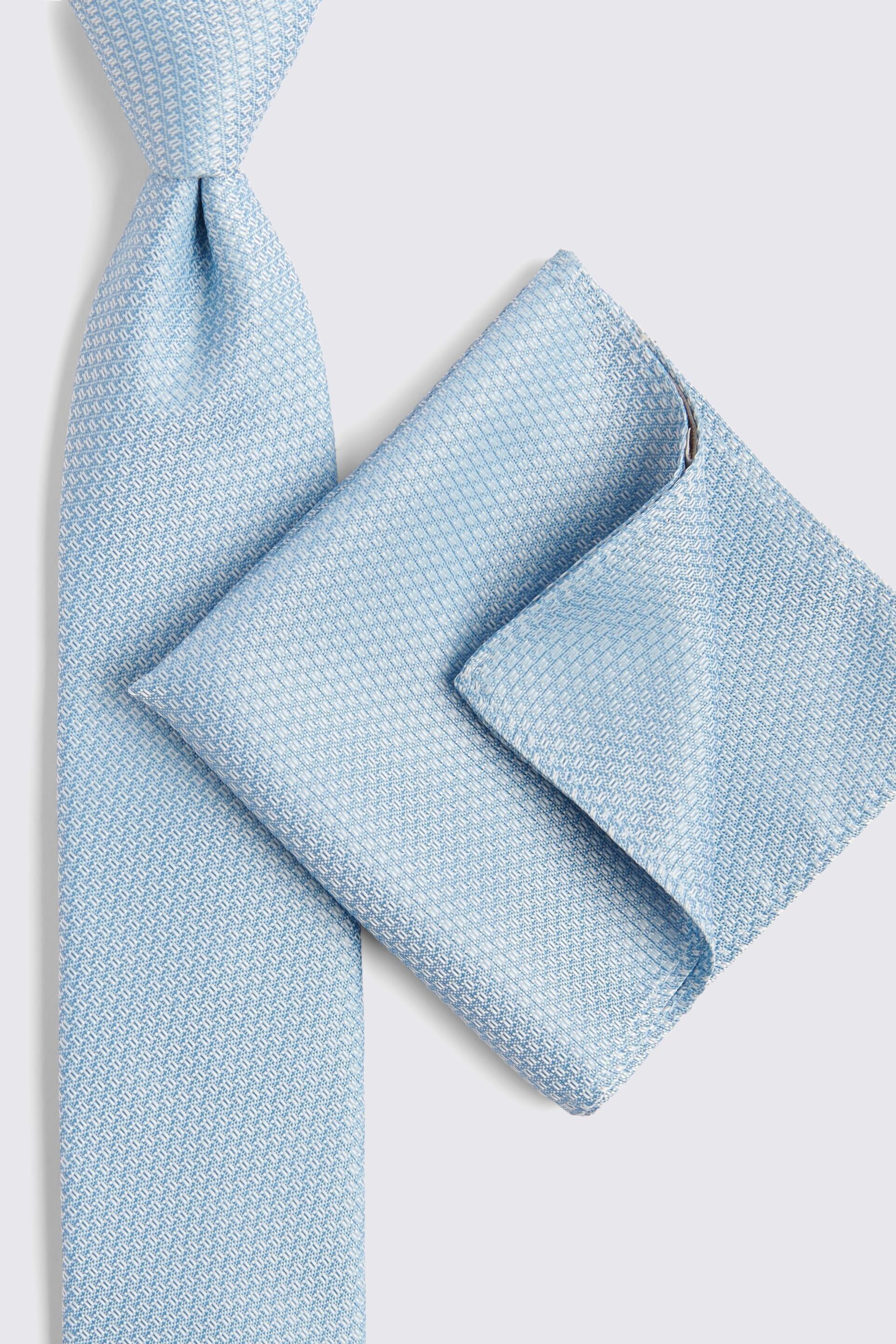 MOSS Blue Textured Tie - Image 4 of 4