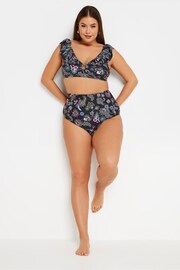 Yours Curve Black Floral Paisley Print Super High Waisted Tummy Control Bikini Briefs - Image 2 of 4