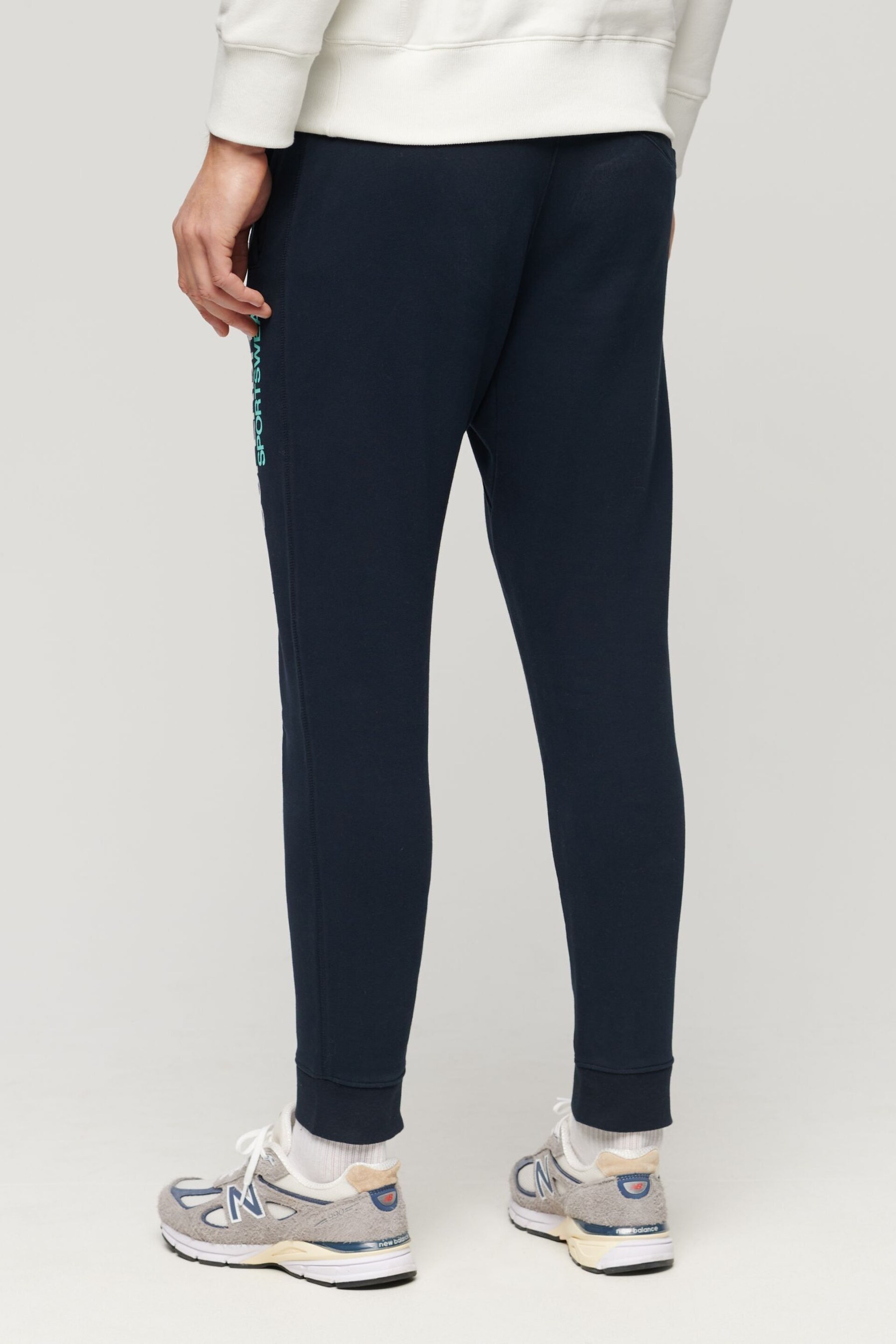 Superdry Blue Sportswear Logo Tapered Joggers - Image 2 of 6