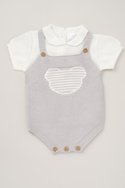 Rock-A-Bye Baby Boutique Grey Cotton Jersey T-Shirt and Knit Dungaree Set - Image 1 of 4