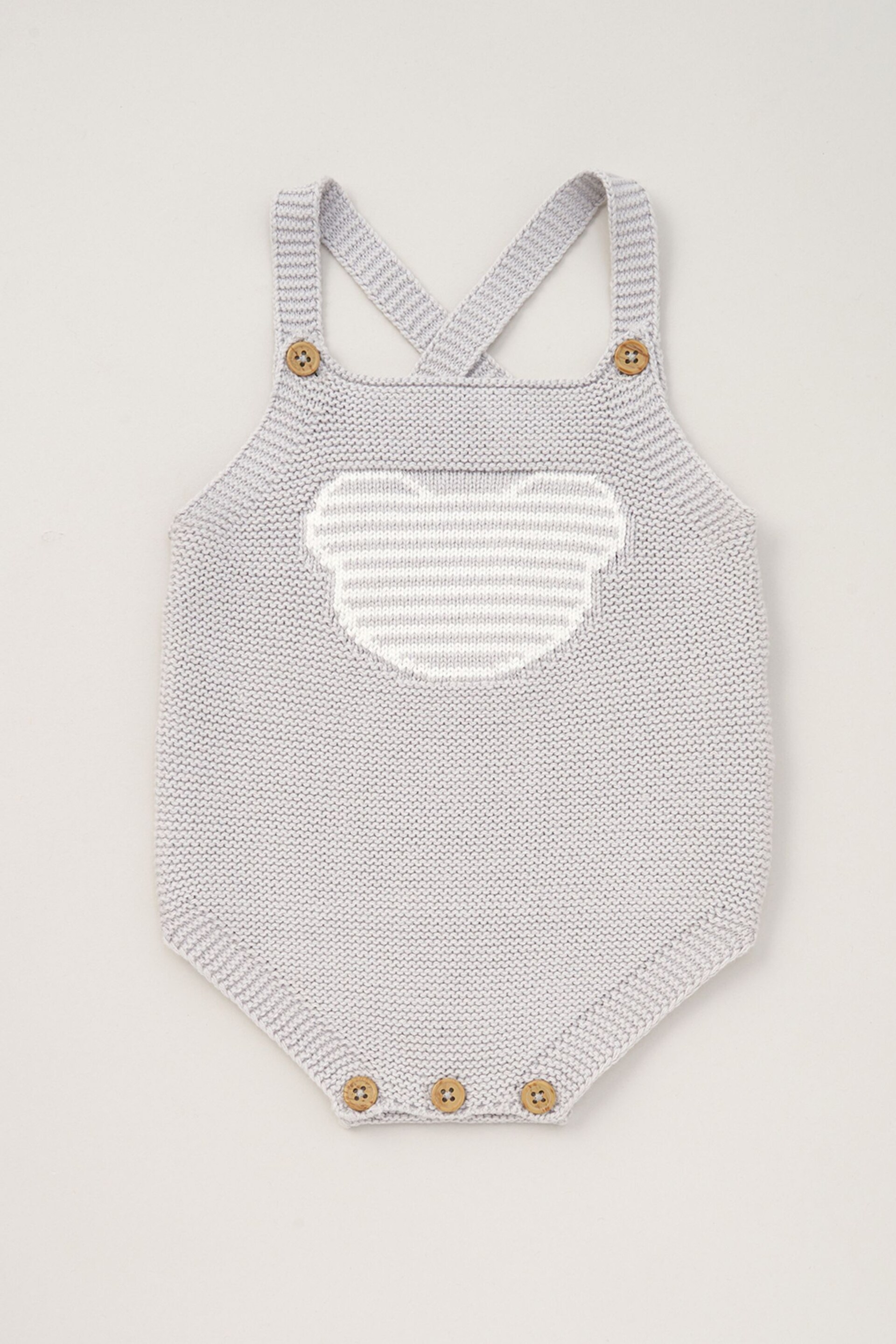 Rock-A-Bye Baby Boutique Grey Cotton Jersey T-Shirt and Knit Dungaree Set - Image 2 of 4