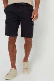 Threadbare Black Belted Cargo Shorts With Stretch - Image 1 of 3