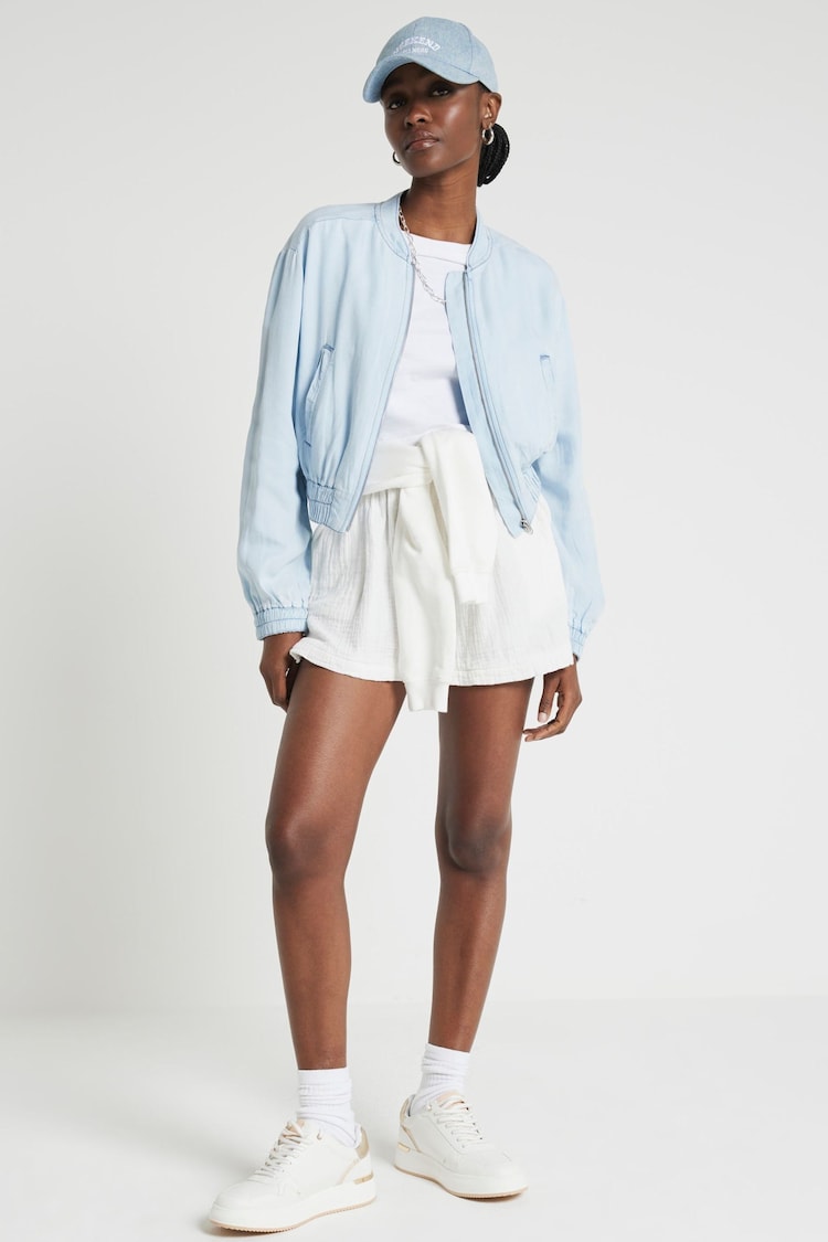 River Island Blue Lyocell Casual Bomber Jacket - Image 1 of 4