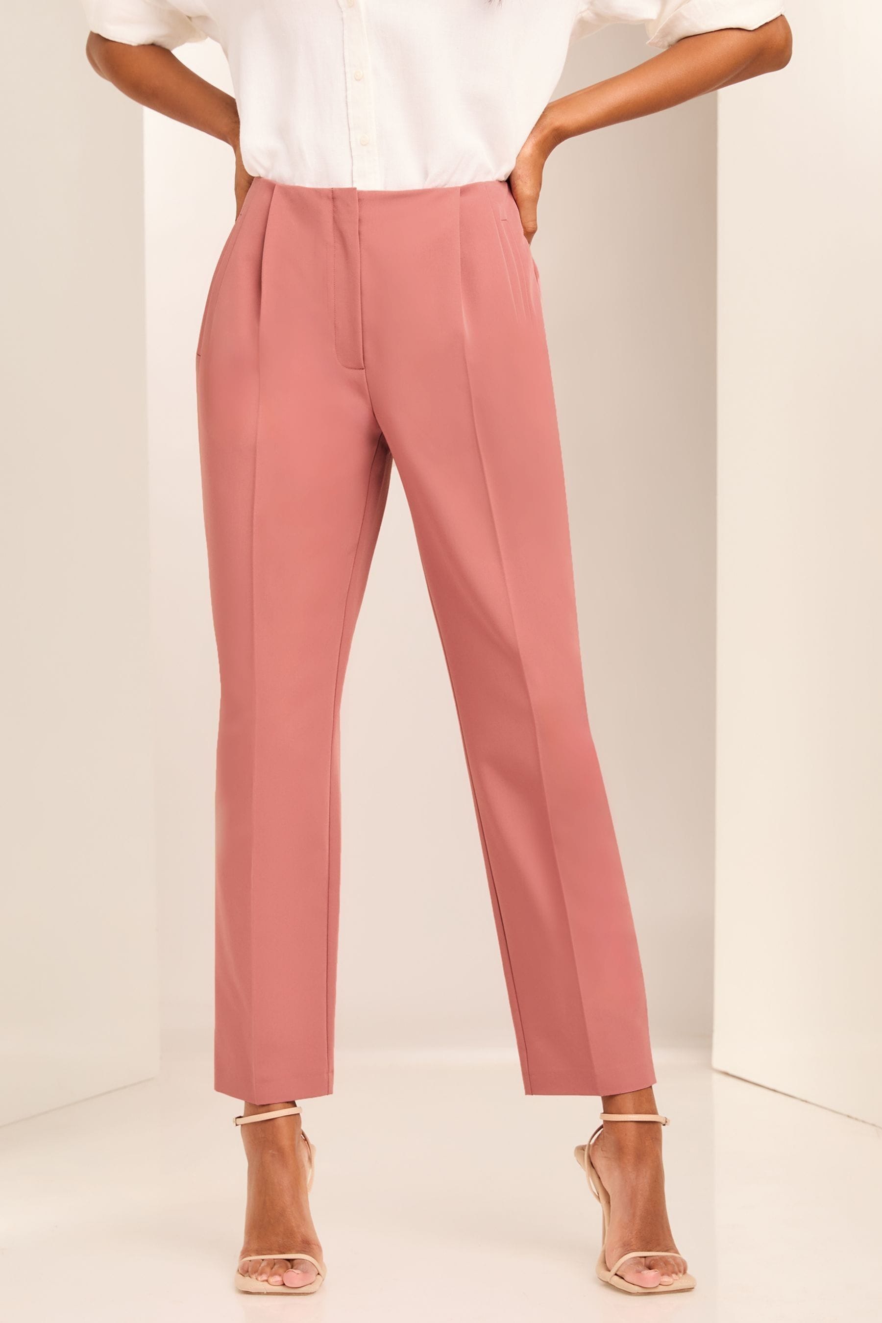 Buy Lipsy Pink Petite Smart Tailored Tapered Trousers from Next Ireland