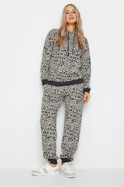 Long Tall Sally Charcoal Grey & Brown Leopard Print Hoodie - Image 2 of 4