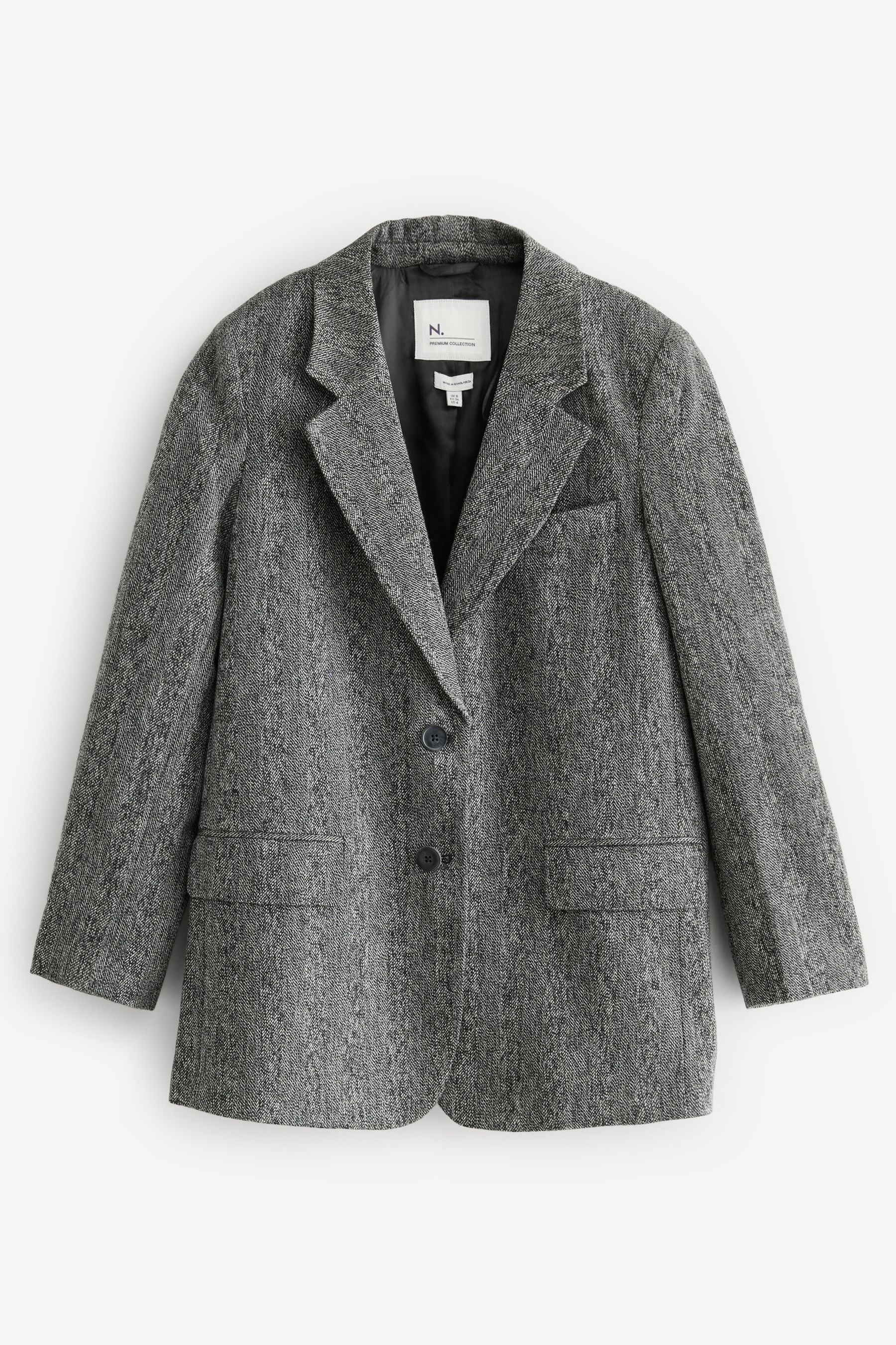 Black White Premium Herringbone Wool Rich Blazer