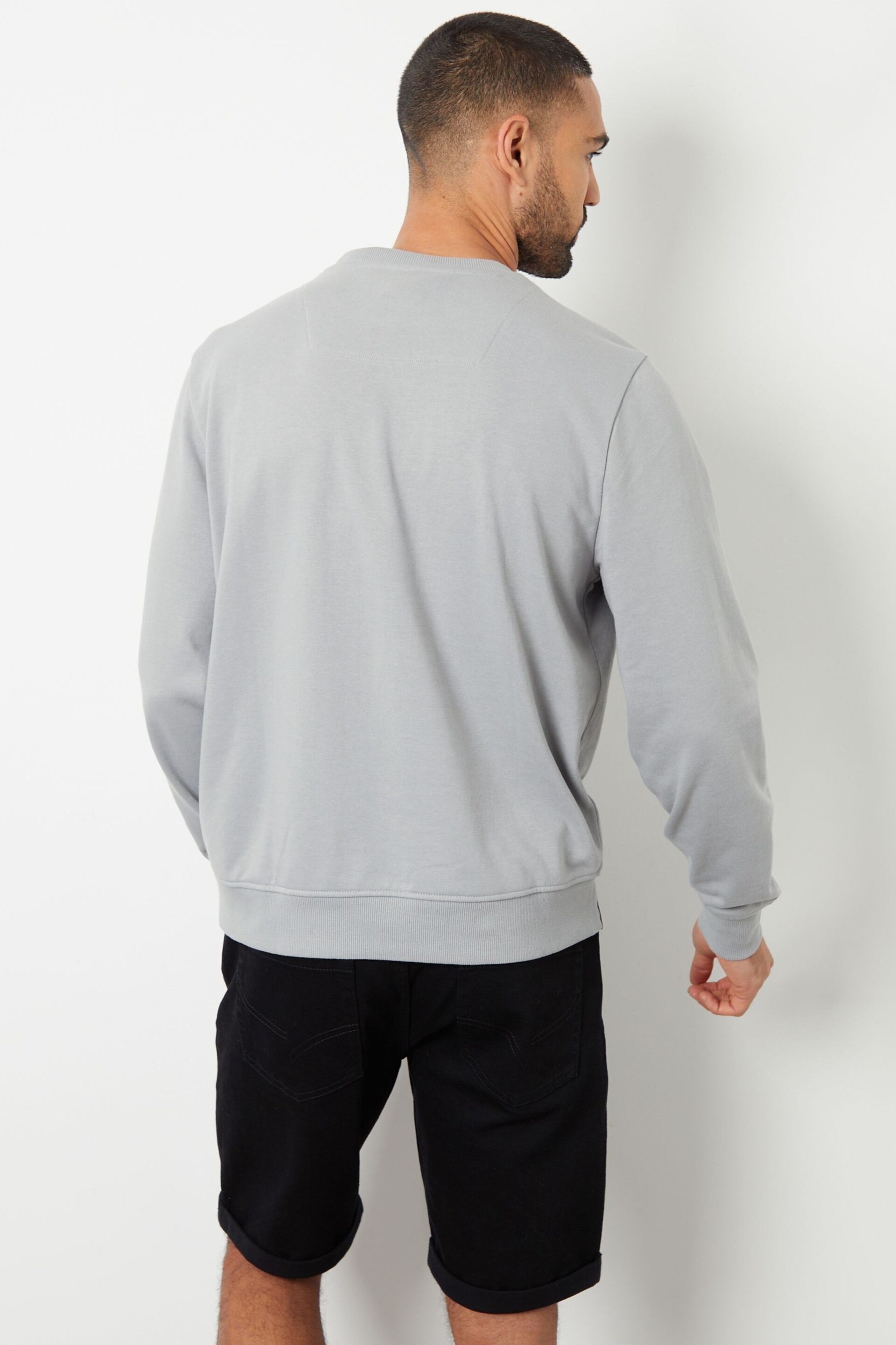 Threadbare Grey Crew Neck Sweatshirt with Pocket - Image 2 of 4