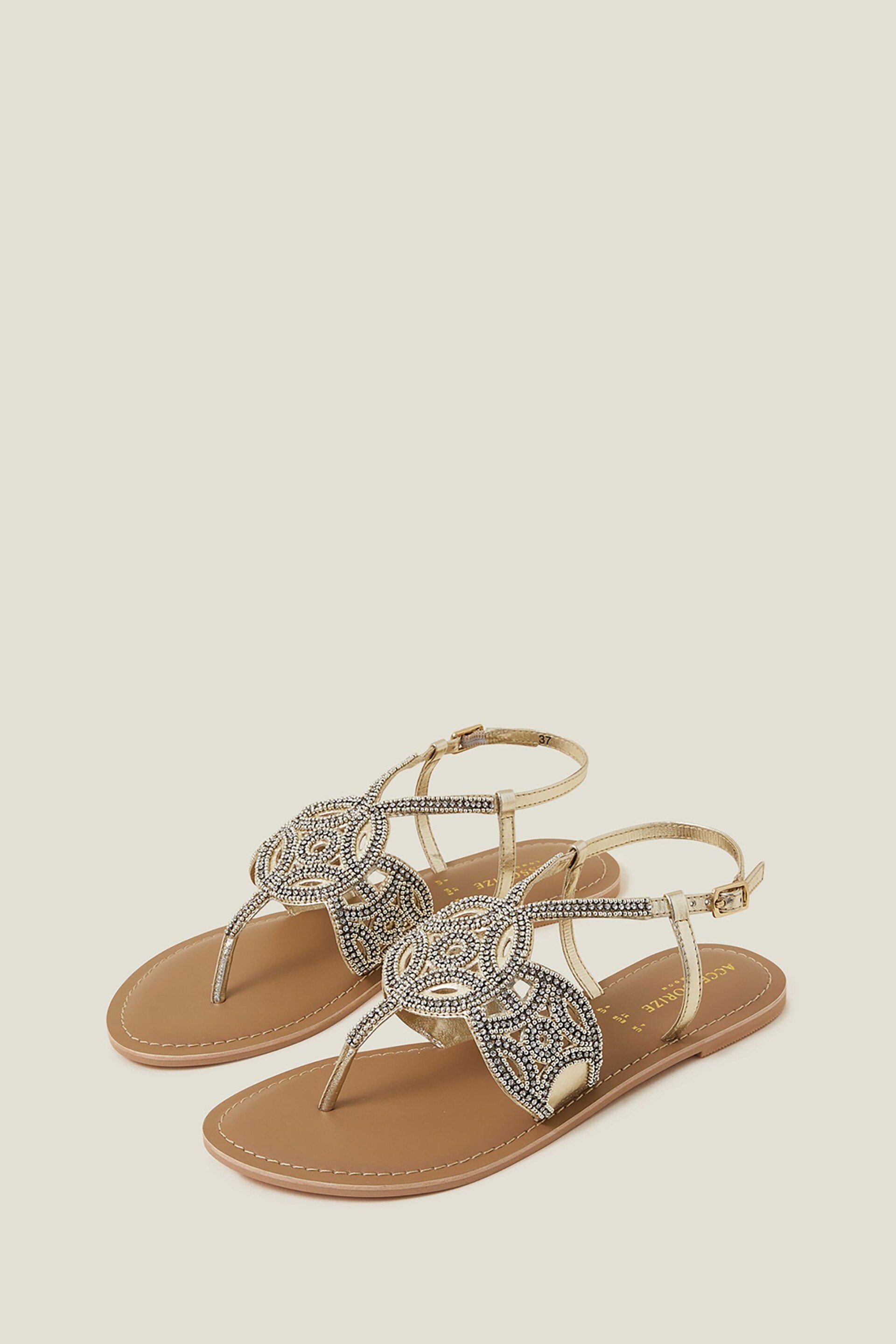 Accessorize Brown/Gold Sparkle Circle Sandals - Image 2 of 4
