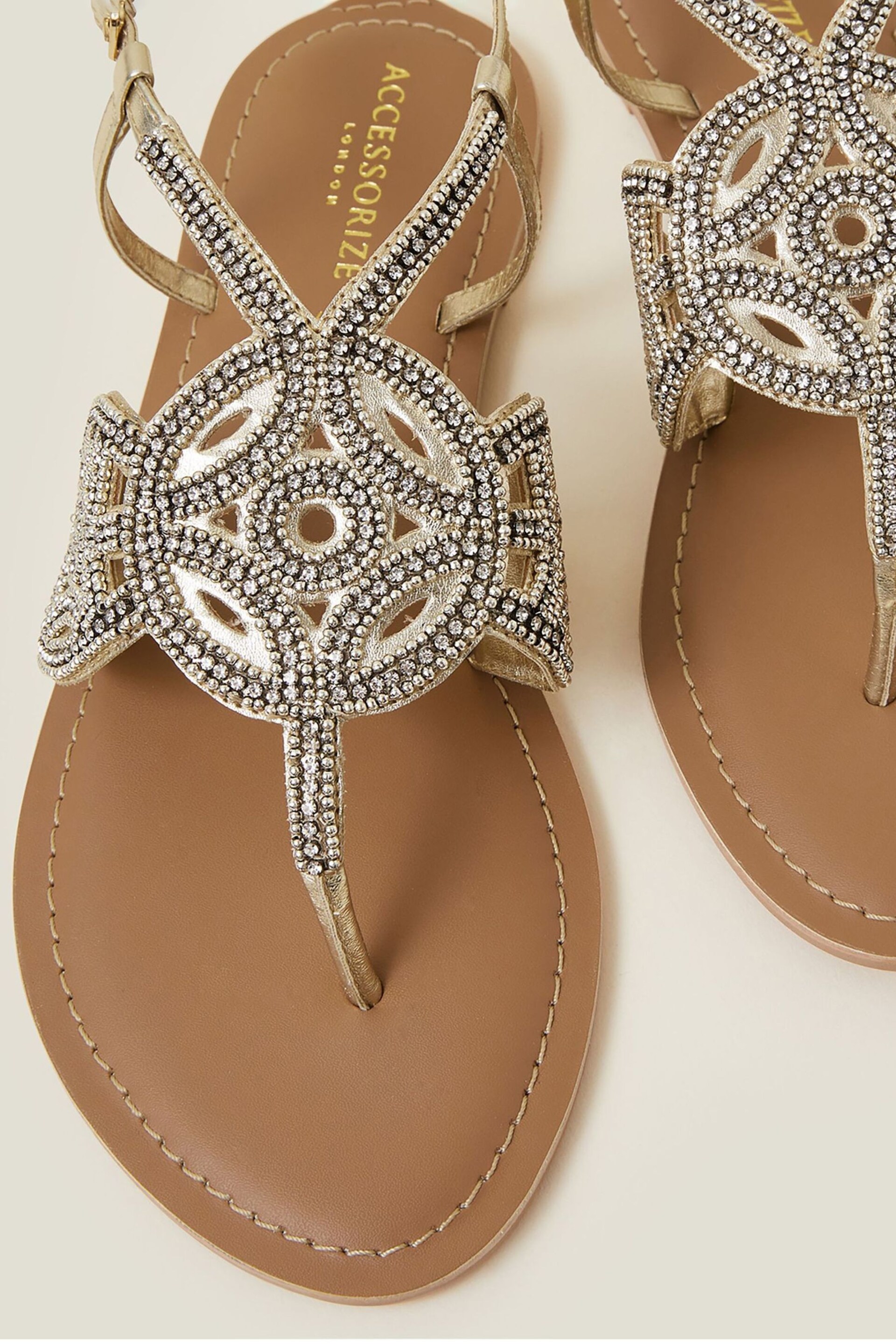 Accessorize Brown/Gold Sparkle Circle Sandals - Image 4 of 4