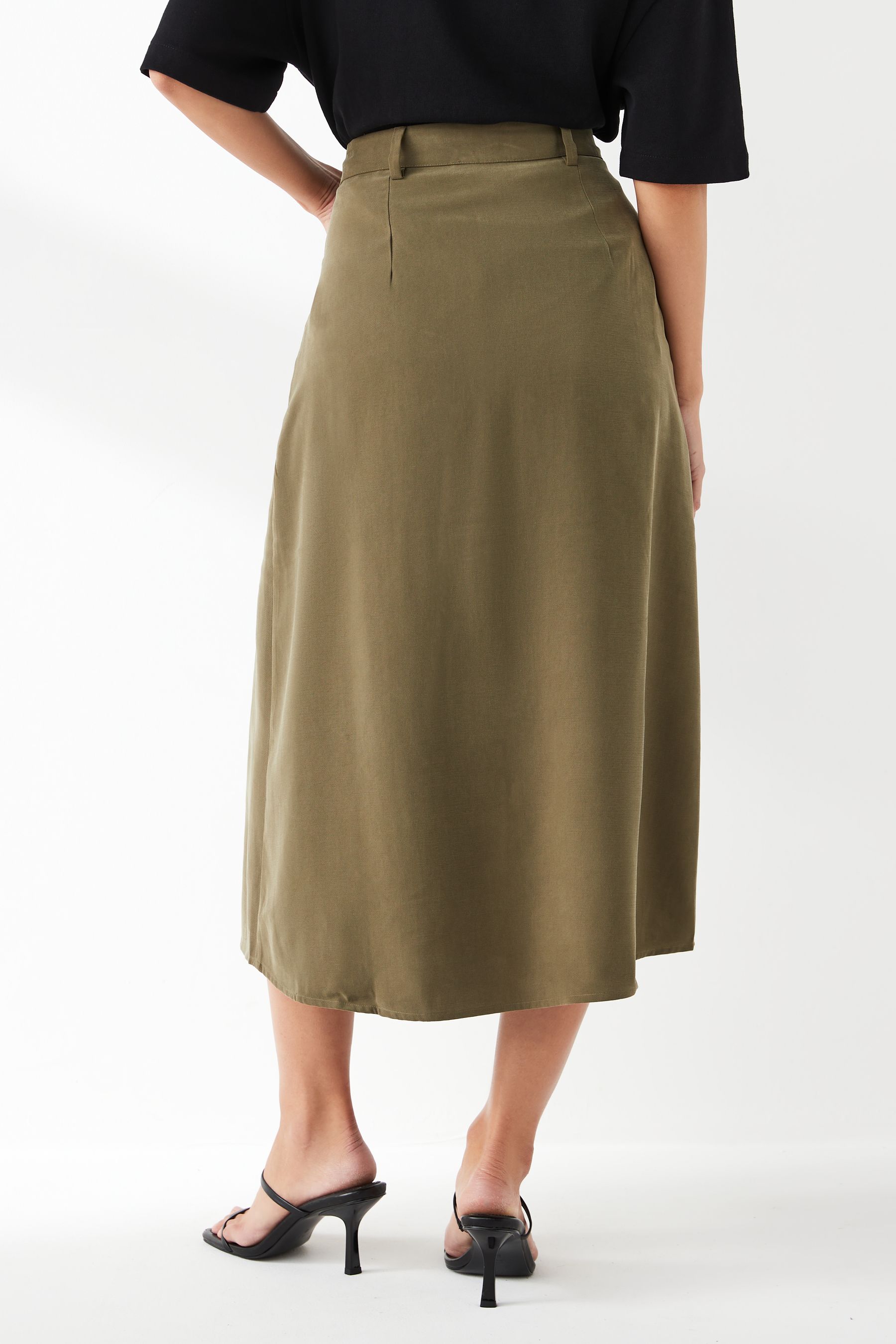 Buy JDY Green Button Front Utility Cargo Midi Skirt from Next Luxembourg