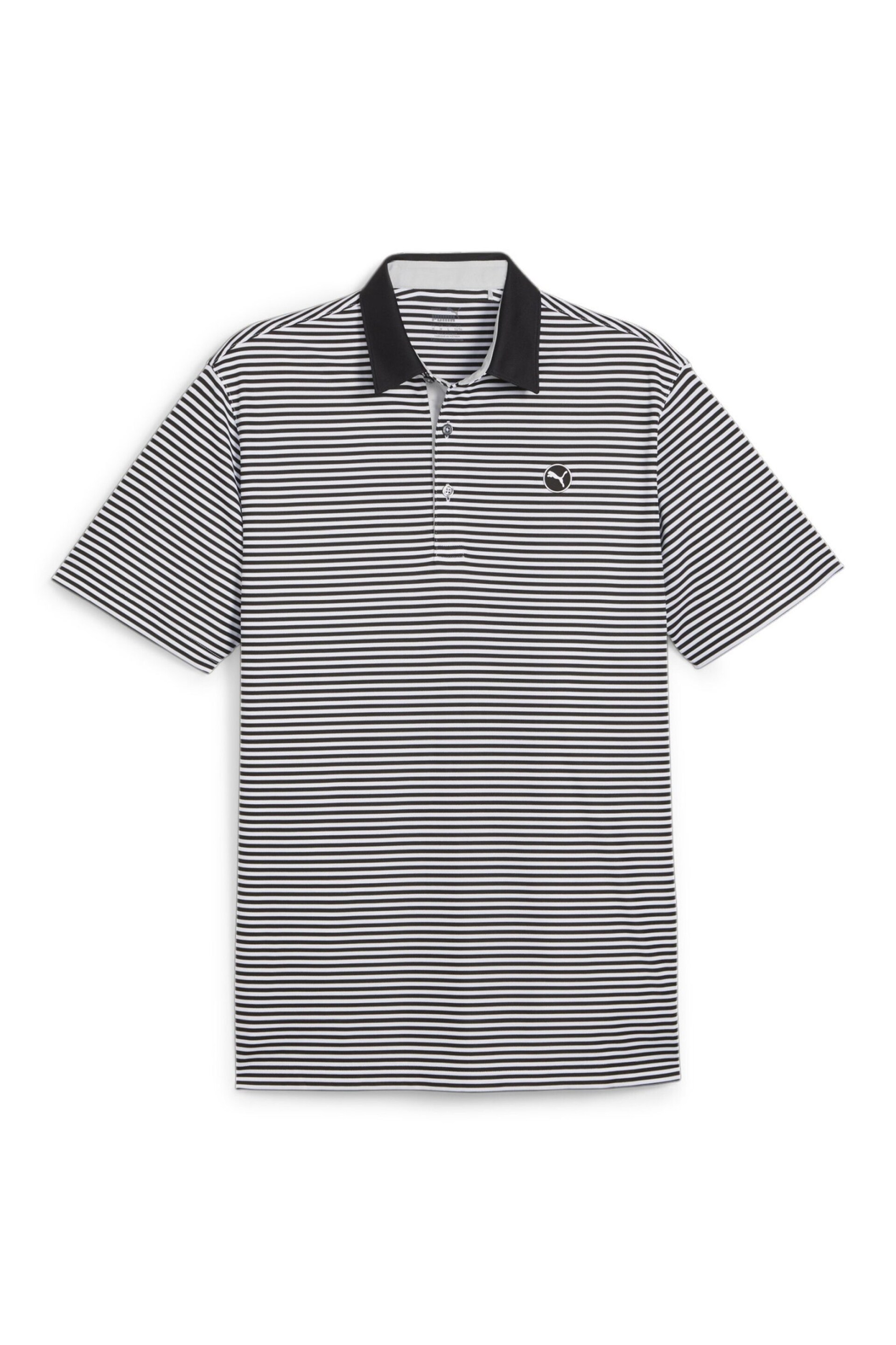 Puma Black Pure Stripe Golf Mens Polo Shirt - Image 1 of 2