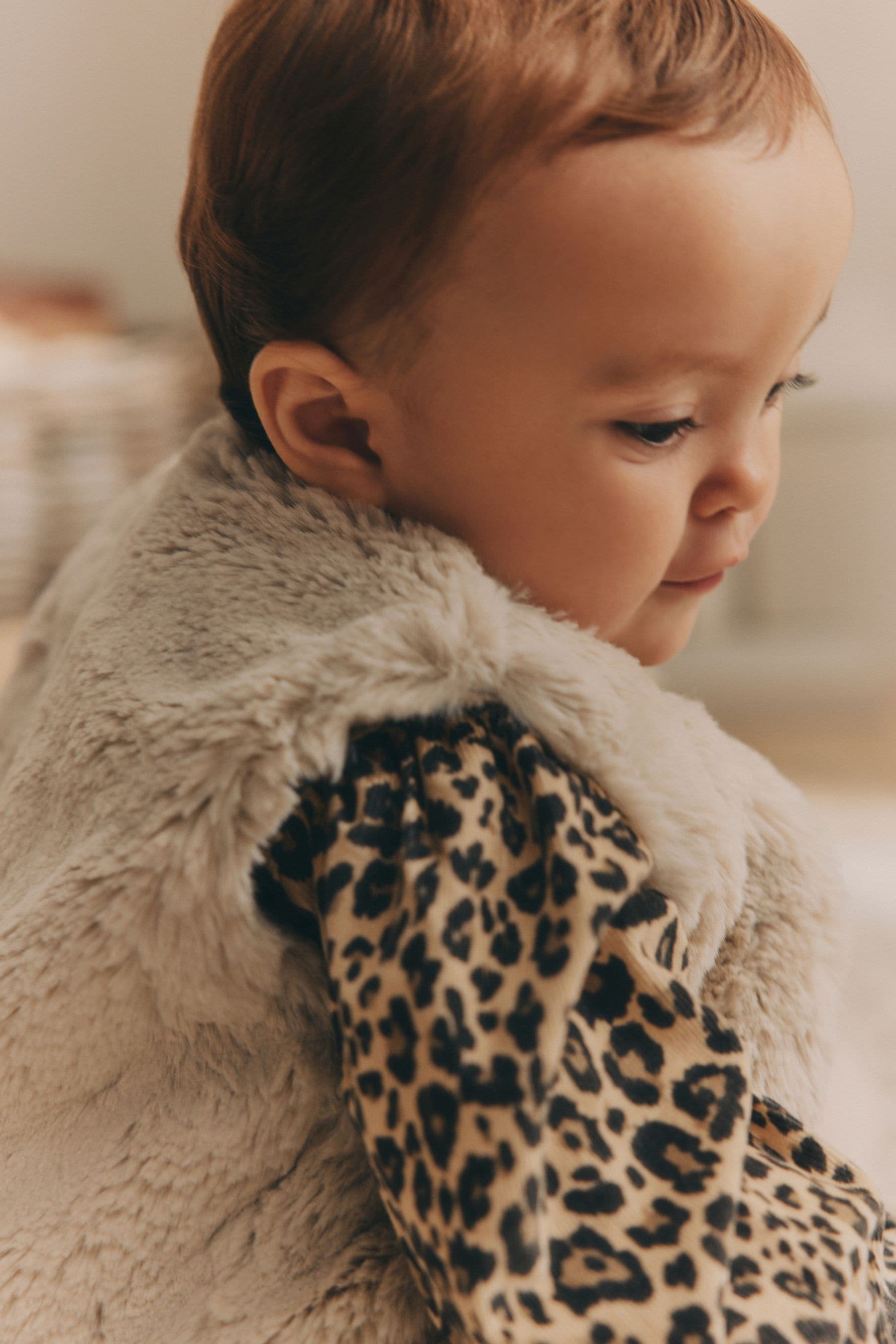 Buy Leopard Print Faux Fur Gilet Dress Tights Set 0mths 2yrs from the Next UK online shop