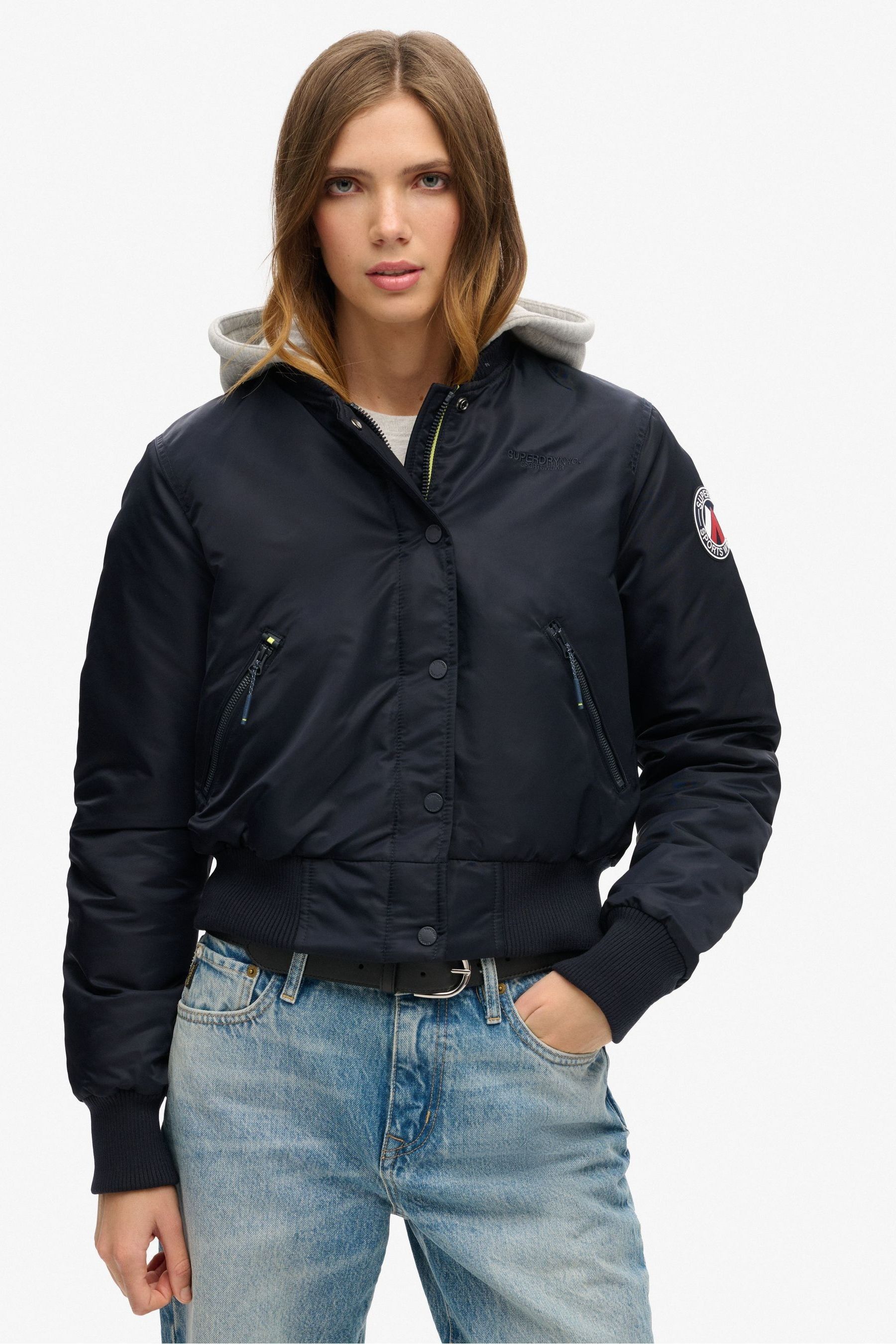 Superdry blue jacket womens on sale