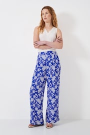 Crew Clothing Company Blue Floral Cotton Relaxed Casual Trousers - Image 1 of 4
