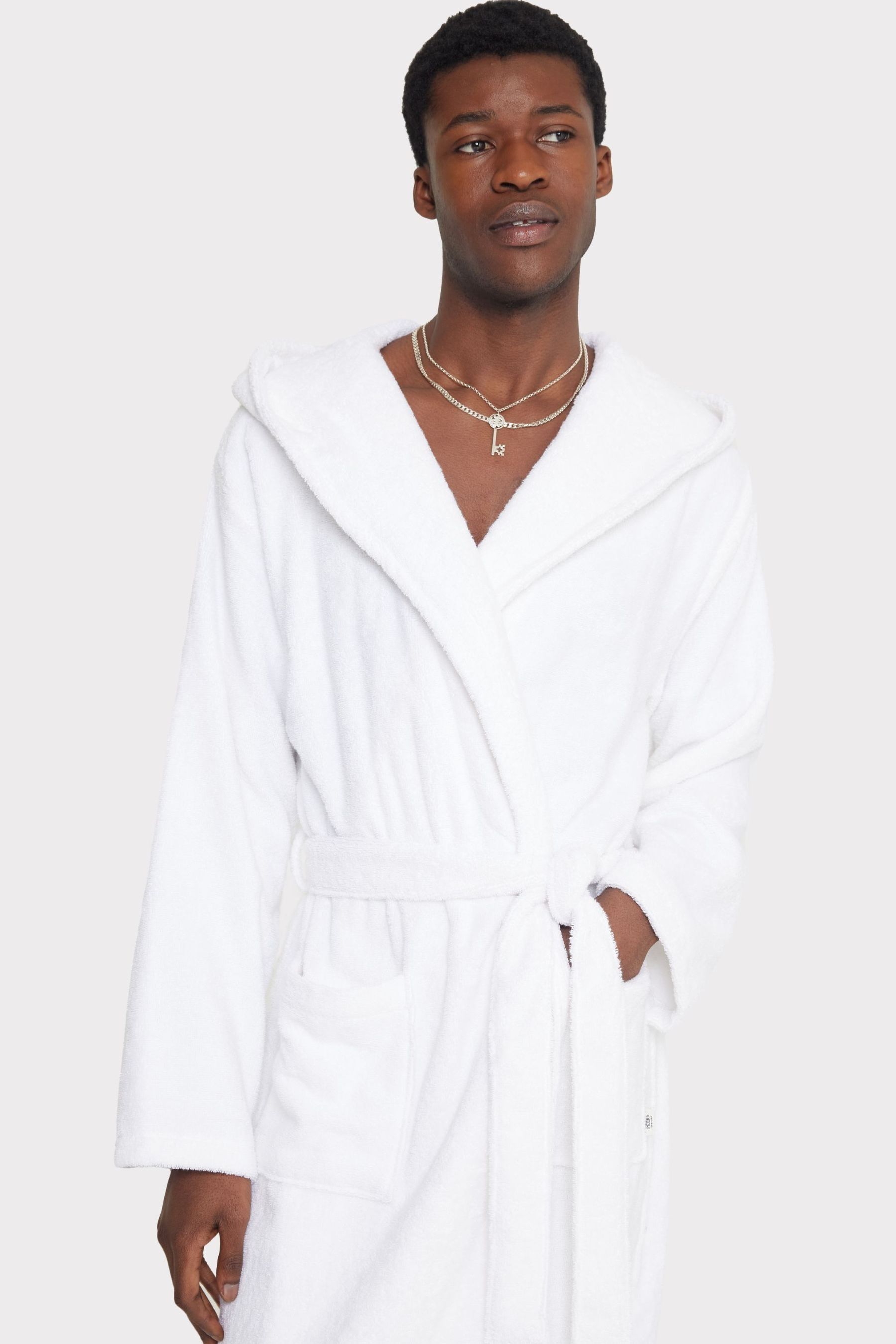 Mens white cotton dressing gown hot sale