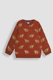 JoJo Maman Bébé Rust Highland Cow Printed Sweatshirt - Image 1 of 3