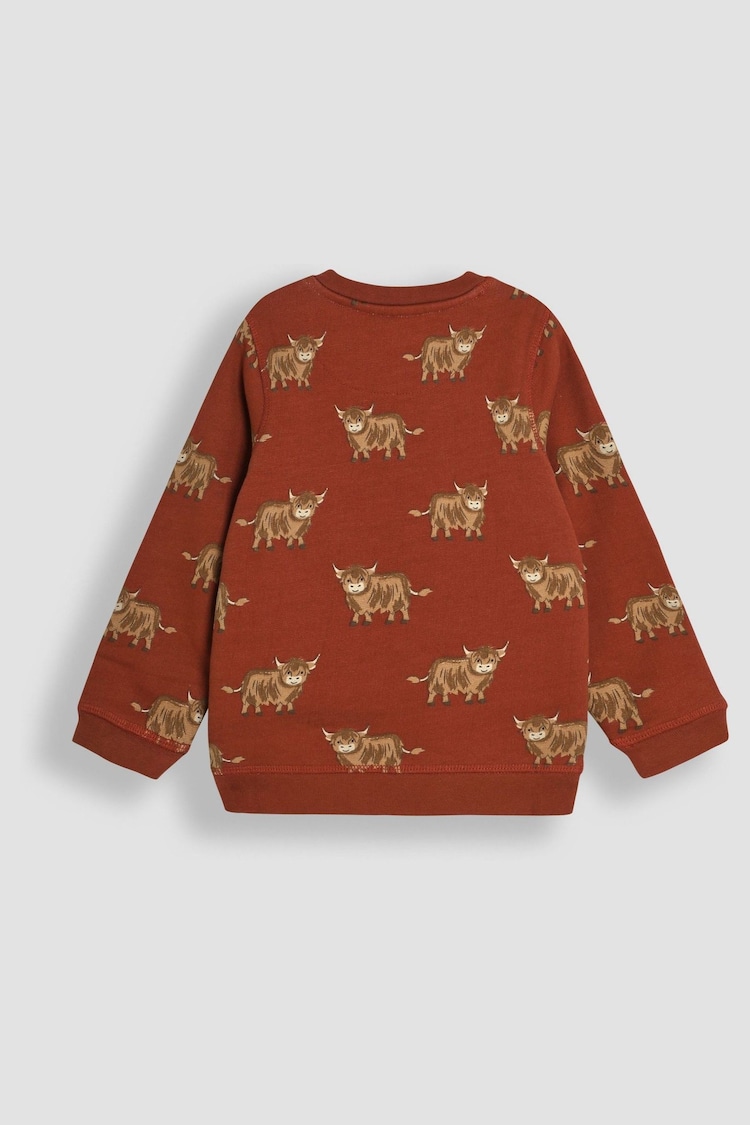 JoJo Maman Bébé Rust Highland Cow Printed Sweatshirt - Image 2 of 3