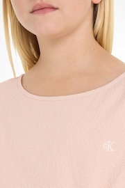 Calvin Klein Cream Baby Seersucker Fit Flare Dress - Image 3 of 6