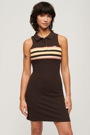 Superdry Brown Jersey Polo Mini Dress - Image 1 of 3