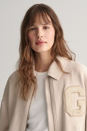 GANT Cream Textured Varsity Jacket - Image 6 of 8