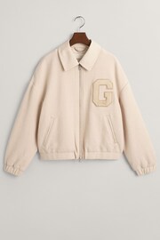 GANT Cream Textured Varsity Jacket - Image 7 of 8