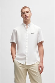 BOSS White Regular-Fit Shirt in Cotton Piqué Jersey - Image 1 of 6