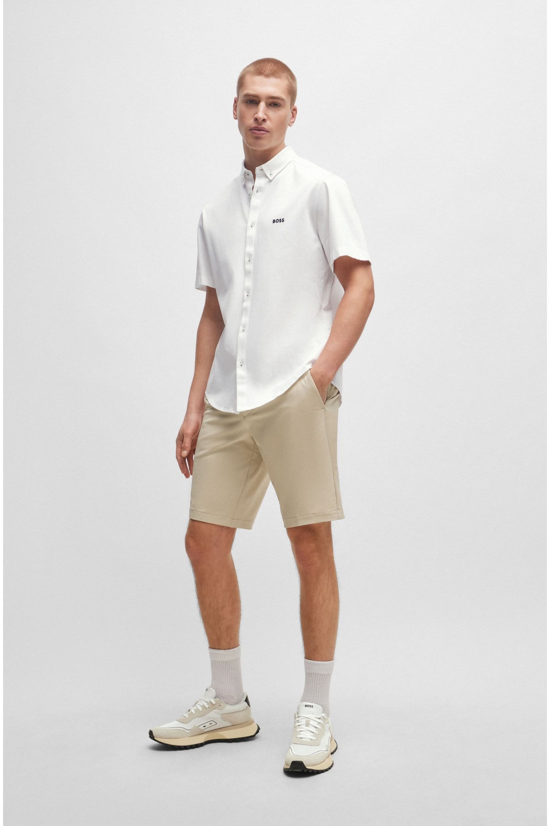 BOSS White Regular-Fit Shirt in Cotton Piqué Jersey - Image 3 of 6