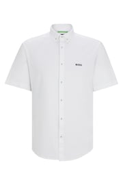 BOSS White Regular-Fit Shirt in Cotton Piqué Jersey - Image 6 of 6