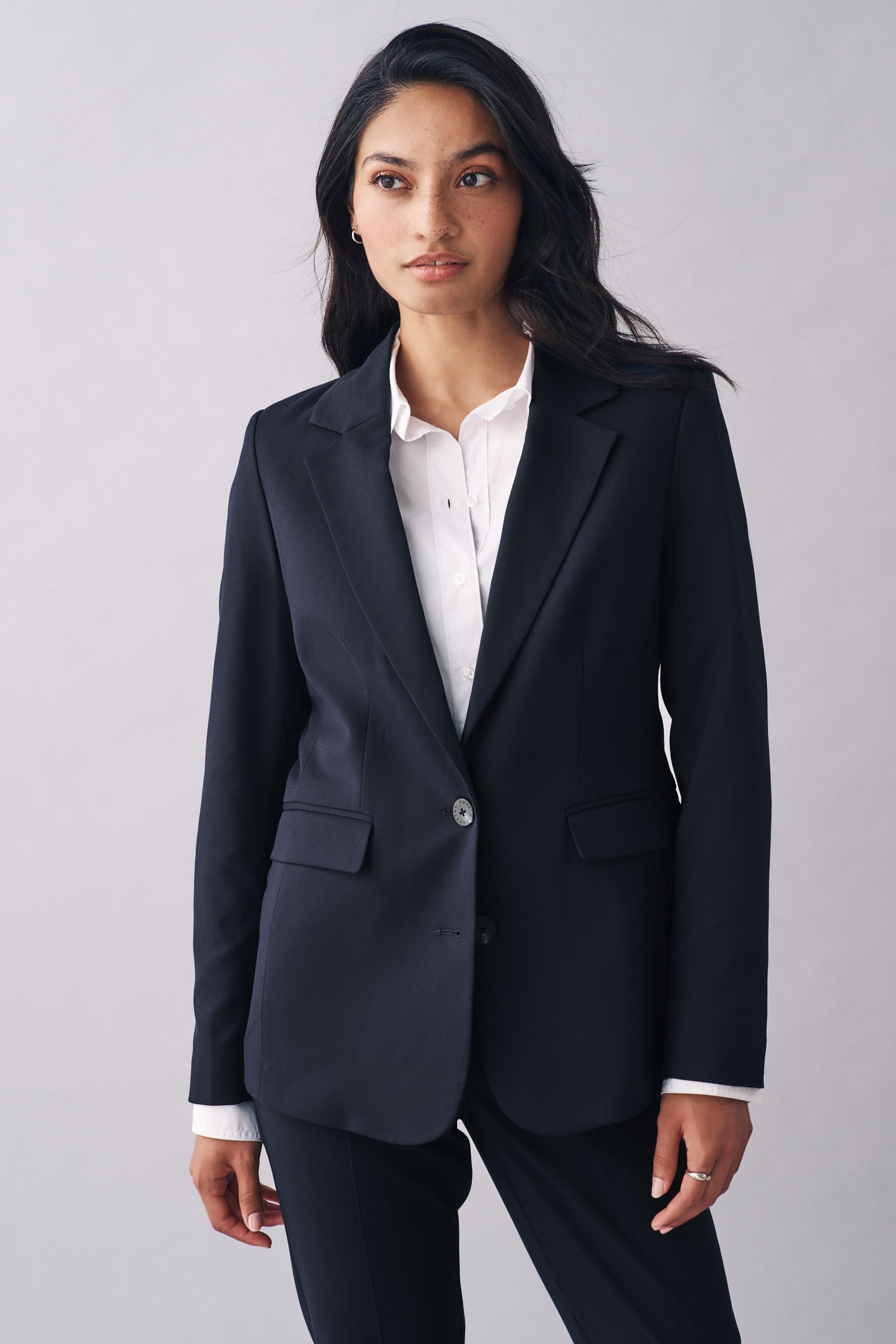 Navy blue fitted blazer online