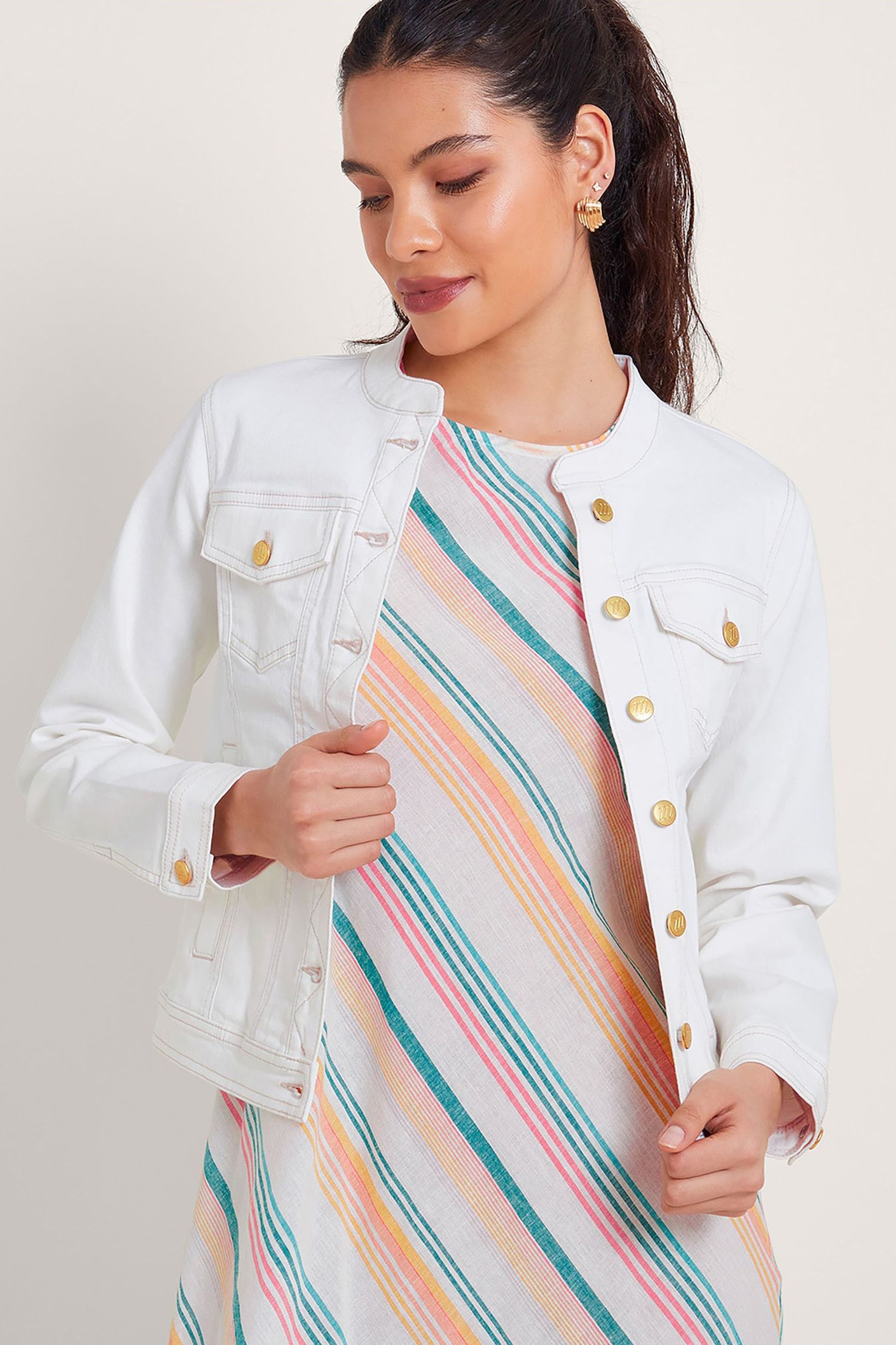 Buy Monsoon Natural Casey Denim Jacket from the Next UK online shop