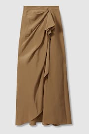 Reiss Toffee Amara Drape Front Maxi Skirt - Image 2 of 6