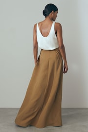 Reiss Toffee Amara Drape Front Maxi Skirt - Image 5 of 6