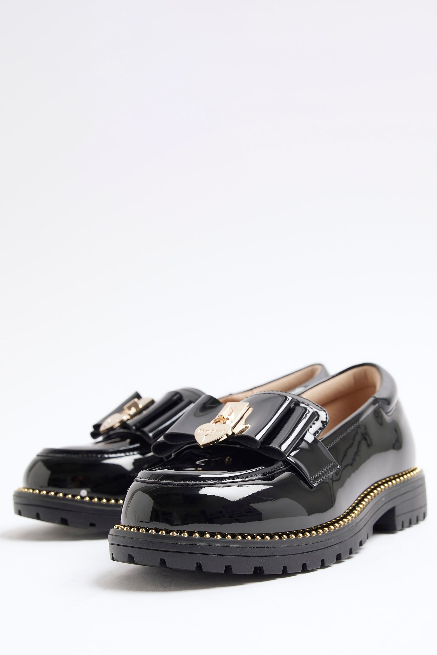 Black patent bow loafers store