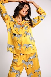 Chelsea Peers Yellow Satin Button Up Pyjama Set - Image 1 of 5