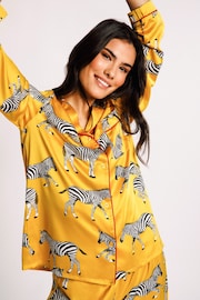 Chelsea Peers Yellow Satin Button Up Pyjama Set - Image 3 of 5