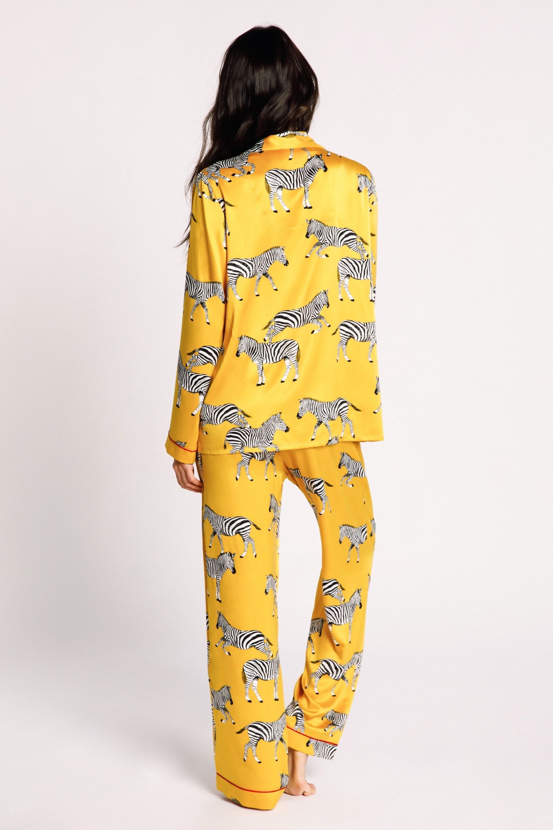 Chelsea Peers Yellow Satin Button Up Pyjama Set - Image 5 of 5