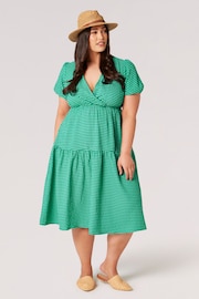 Apricot Green Gingham Tiered Midaxi Wrap Dress - Image 2 of 4