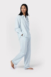 Chelsea Peers Blue Poplin Stripe Long Pyjama Bottoms - Image 4 of 5