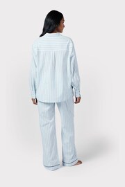 Chelsea Peers Blue Poplin Stripe Long Pyjama Bottoms - Image 5 of 5