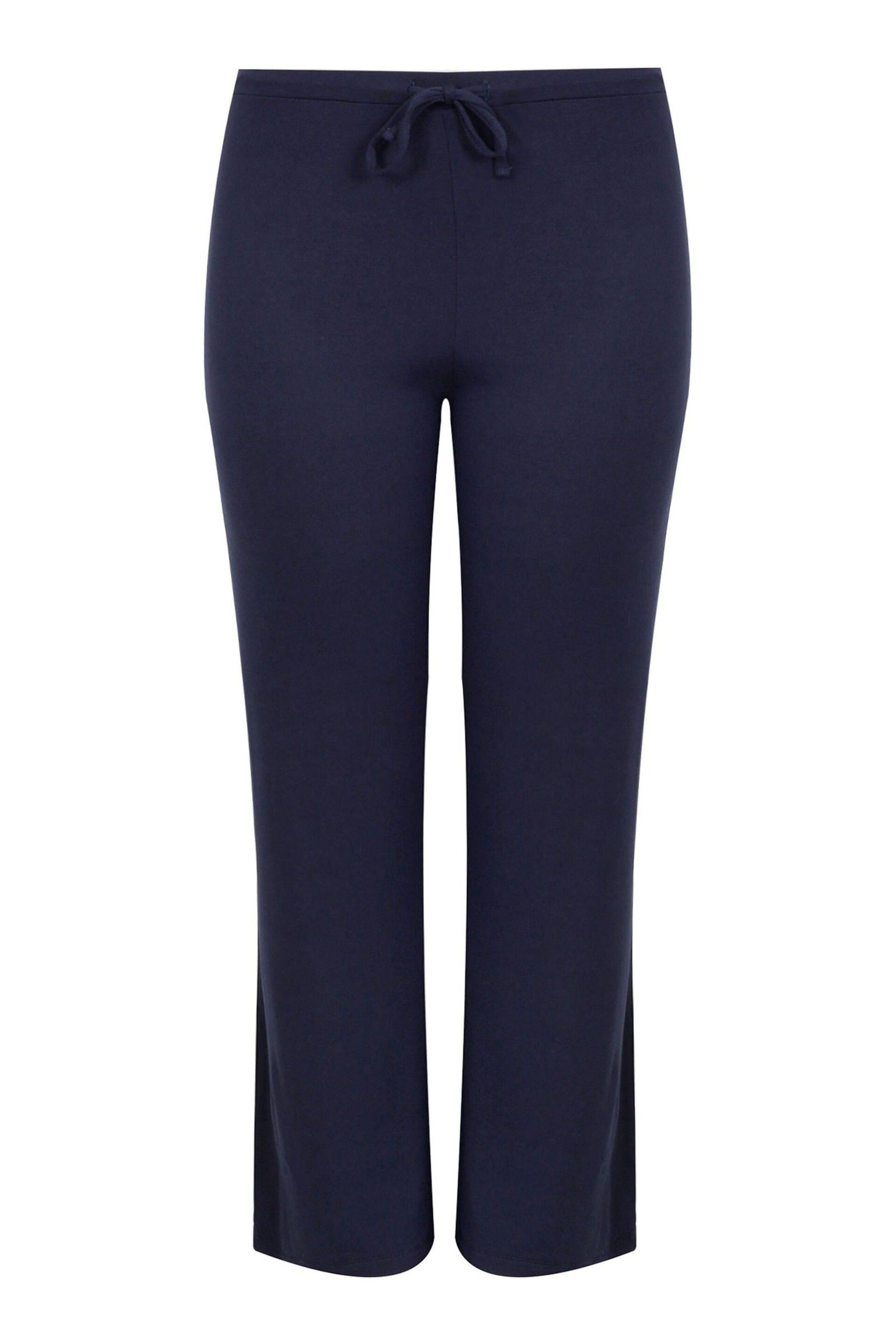 Yours Curve Blue Wide Leg Pull On Stretch Jersey Yoga Pant - Image 3 of 4