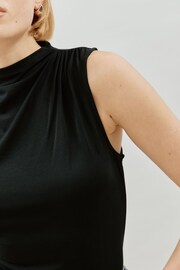 Albaray Sleeveless Ruched Turtle Neck Black Top - Image 3 of 4