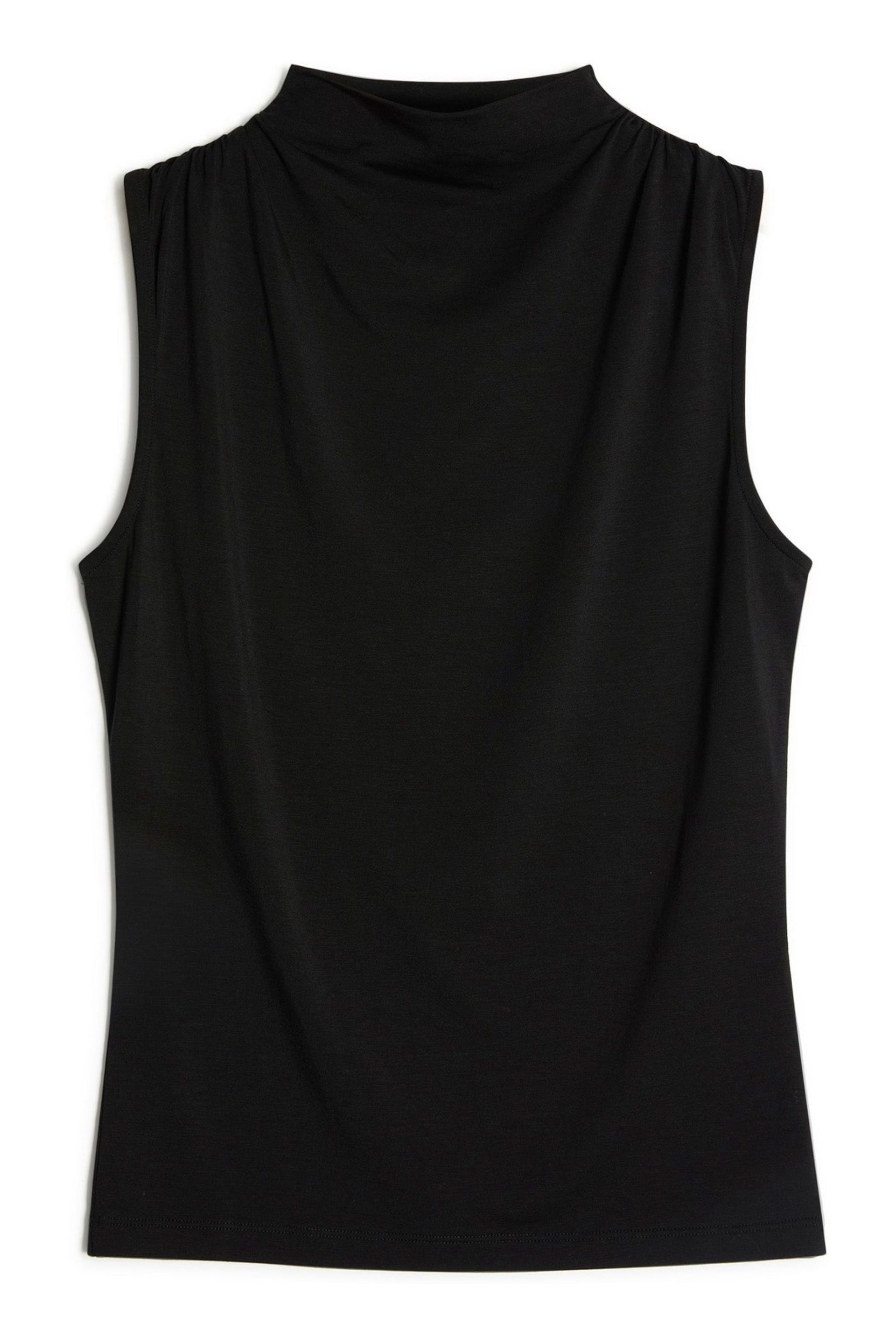 Albaray Sleeveless Ruched Turtle Neck Black Top - Image 4 of 4