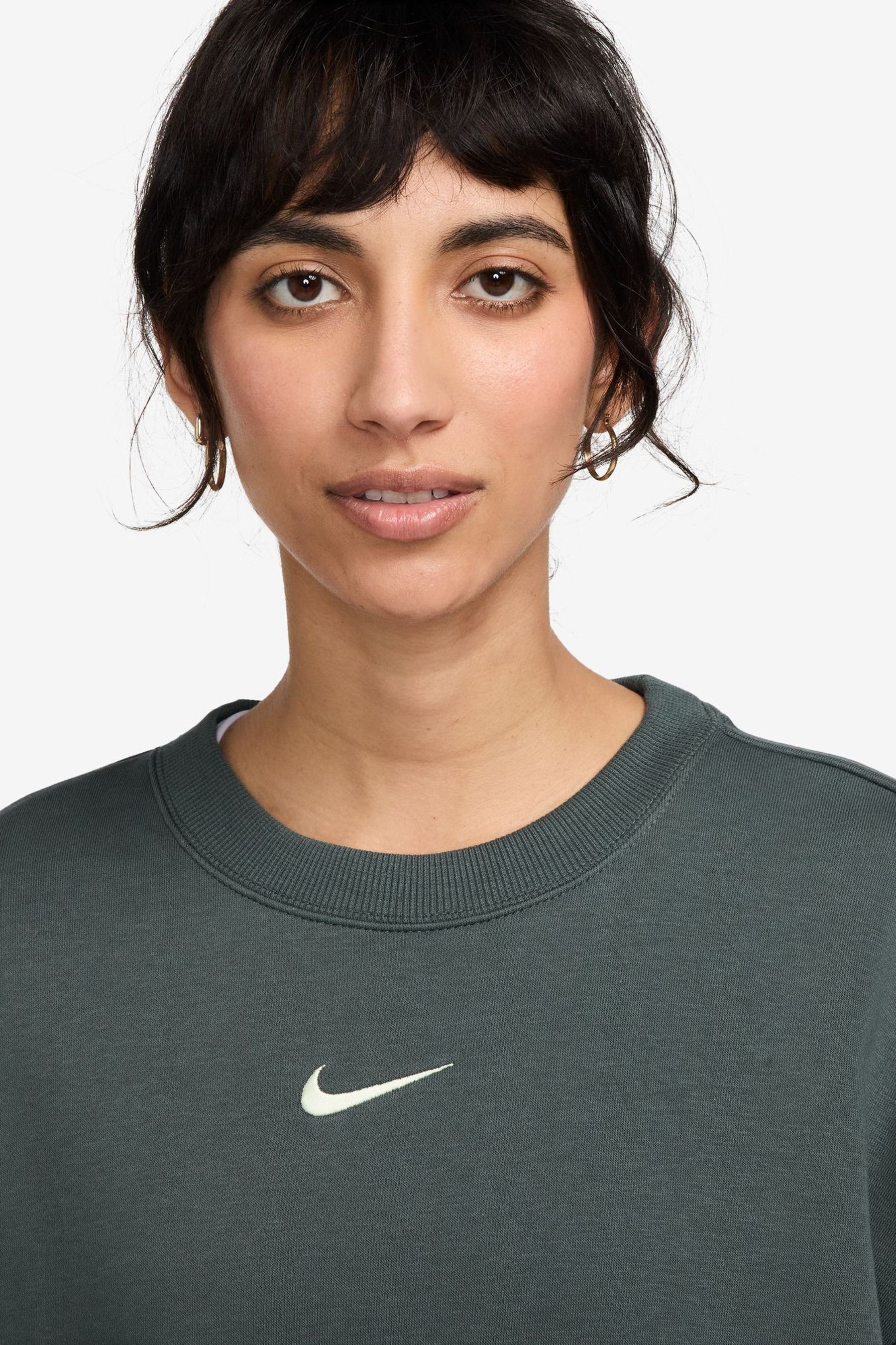 Buy Nike Dark Green Phoenix Fleece Oversized Mini Swoosh Crew Neck Sweatshirt from the Next UK online shop