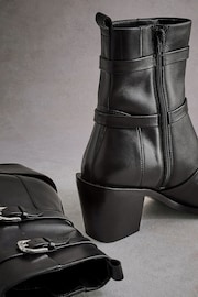 Black Tabitha Simmons Buckle Jenna Ankle Boots - Image 9 of 10