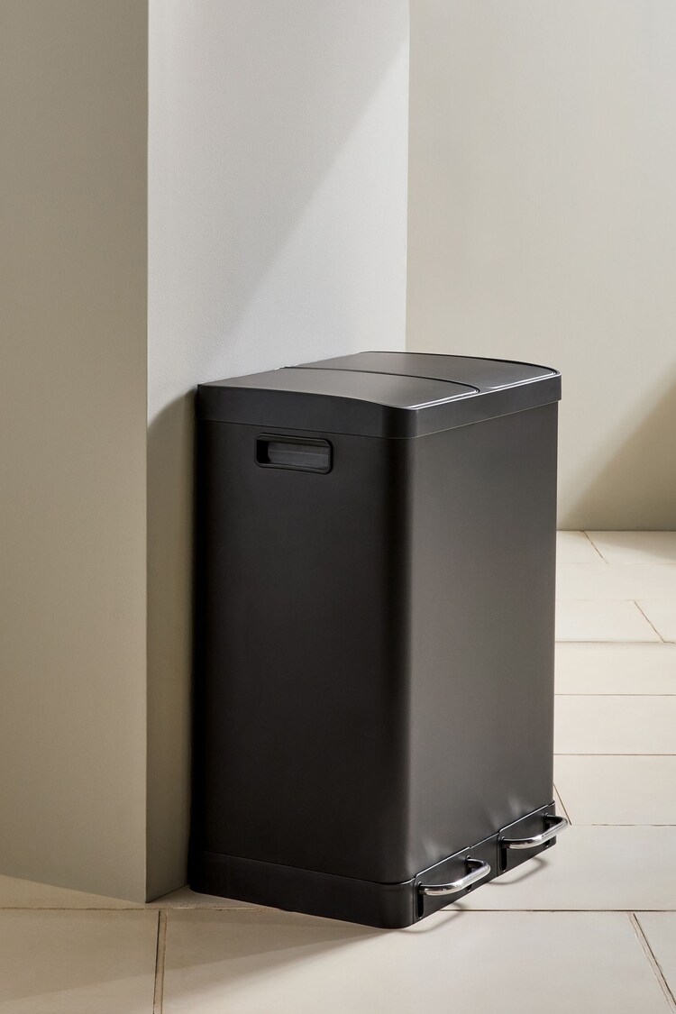 Buy Black 60 Litre 2 Section Recycling and Waste Colter Bin