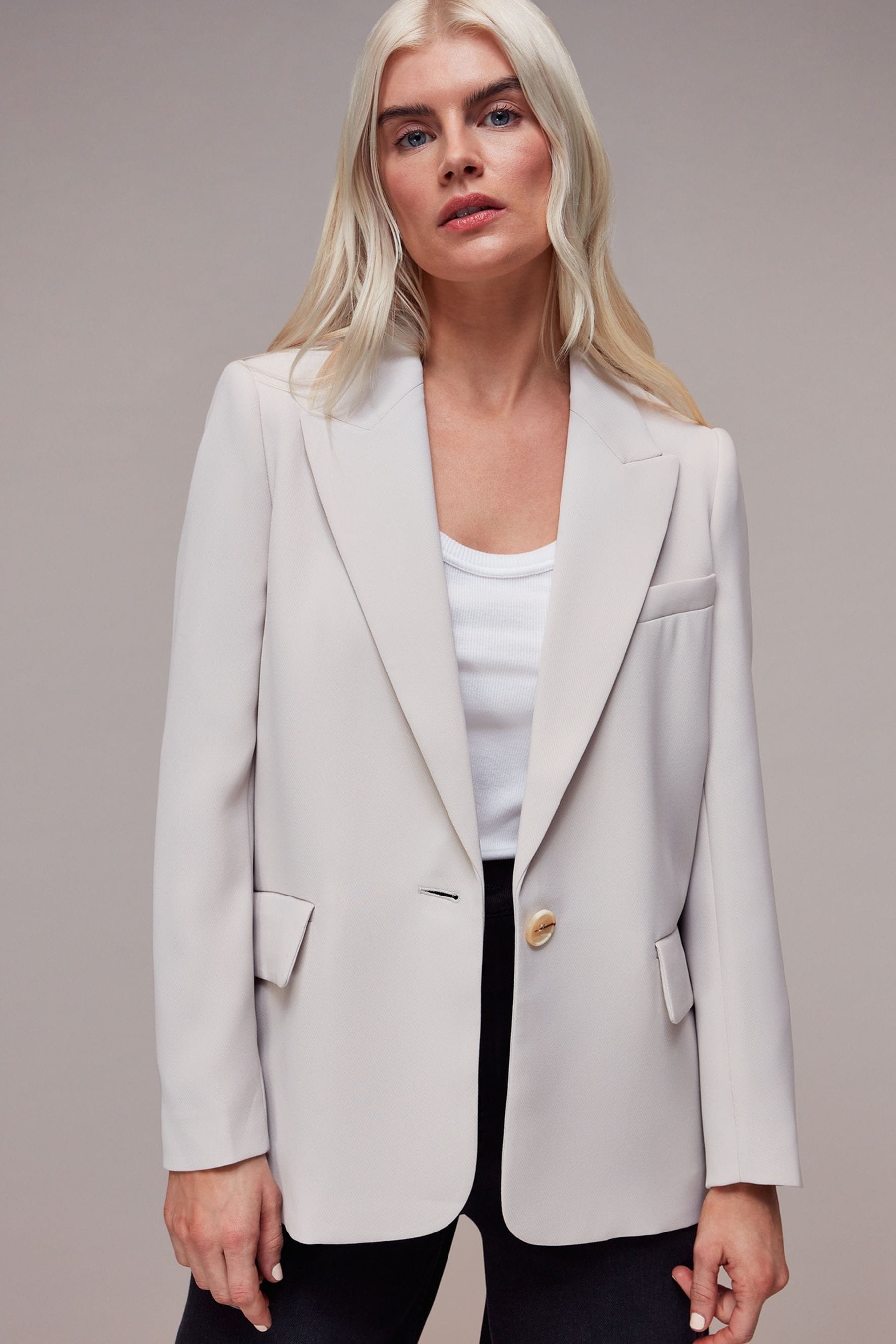 Buy Whistles Grey Petite Boyfriend Petite Crepe Blazer from Next Luxembourg
