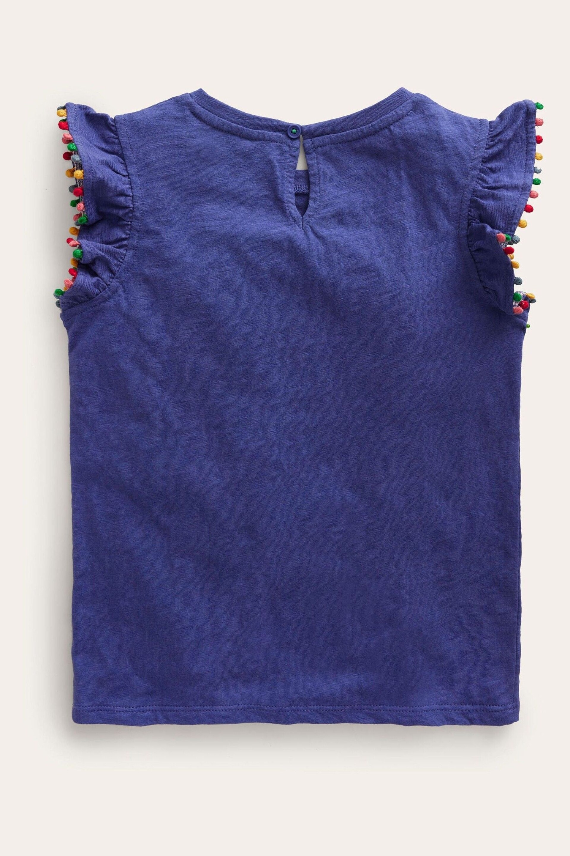 Boden Blue Pom Trim T-Shirt - Image 3 of 4